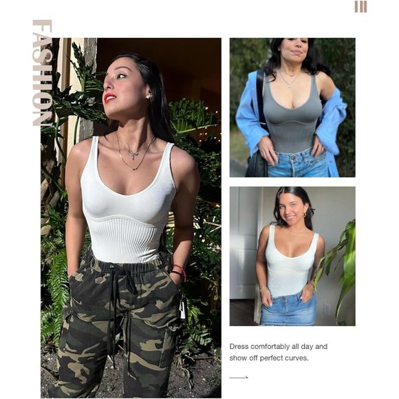 Women Slimming V Neck Bodysuits Snatched Waist Body Suit Sculpting Thong Shaper - Picture 2 of 6